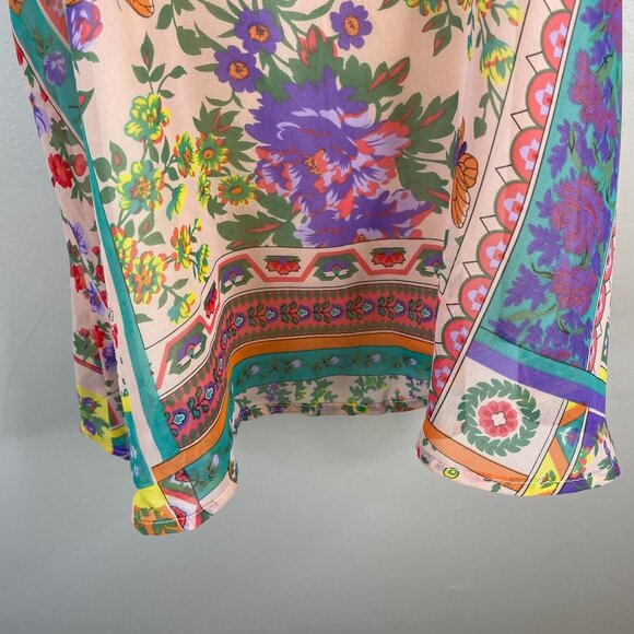 Womens Boho Chic Festival Top Size S Fairycore Floral Flowy Butterfly Naturecore - Picture 10 of 13